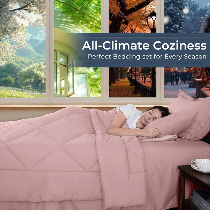 HEVUMYI Dusty Pink Twin Comforter Set - Image 3