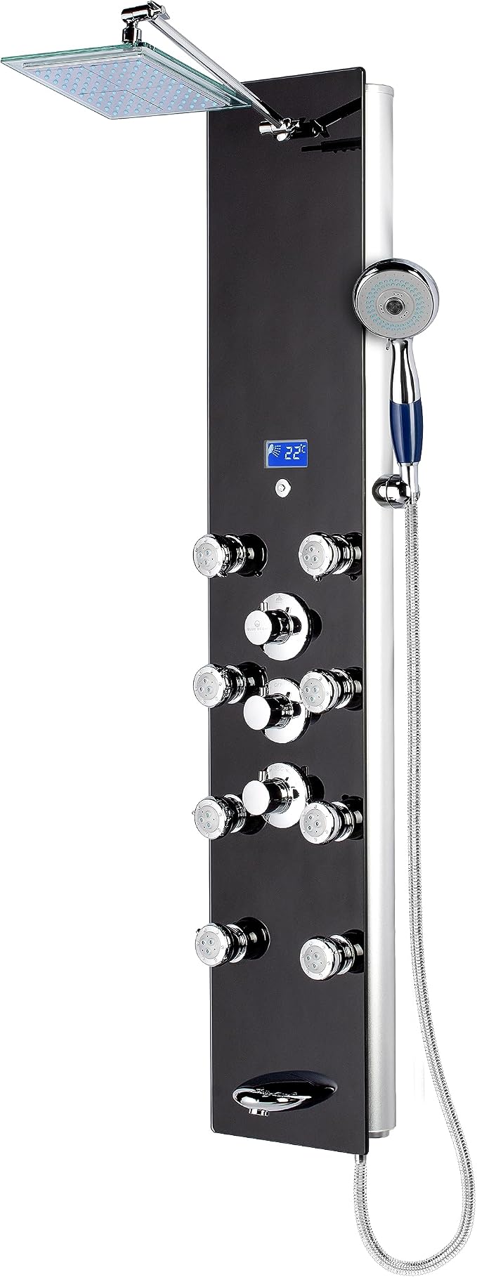 Blue Ocean 52” Aluminum SPA331B Tempered Glass Thermostatic Shower Panel Tower by TheHomeBudgetHousewareInc