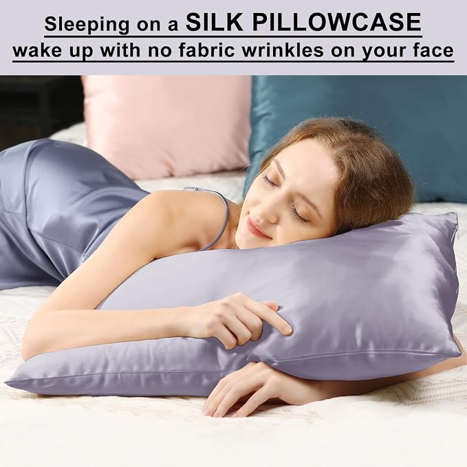 Ravmix Silk Pillow Cases with Zipper, 21momme Mulberry Silk Pillowcase - Image 3