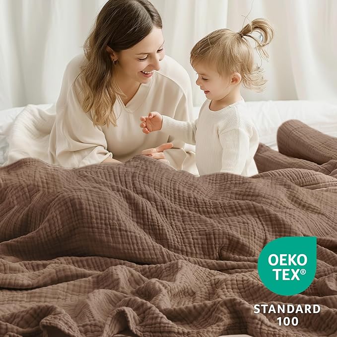 100% Cotton Muslin Blanket King 108" x 90", Breathable and Lightweight Cotton - Image 5