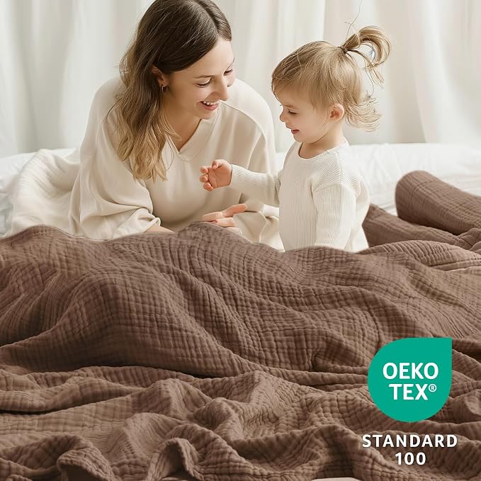 100% Cotton Muslin Blanket 40" x 40", Breathable and Lightweight Cotton Throw - Image 5