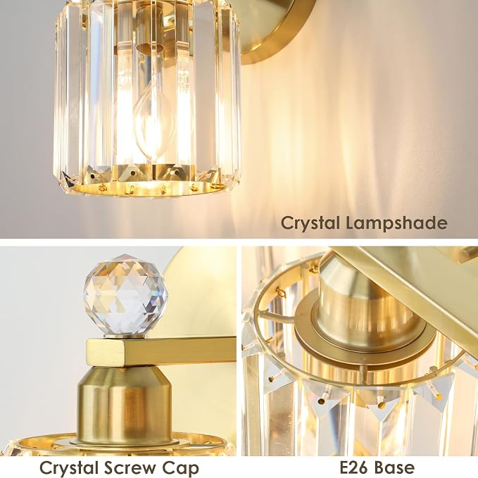 1-Light Gold Bathroom Light Fixtures, Modern Bathroom Vanity Lights Fixture - Image 3