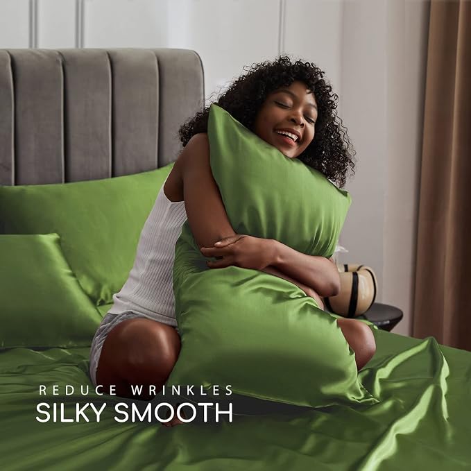 MR&HM Satin Bed Sheets, King Size Sheets Set - Image 3