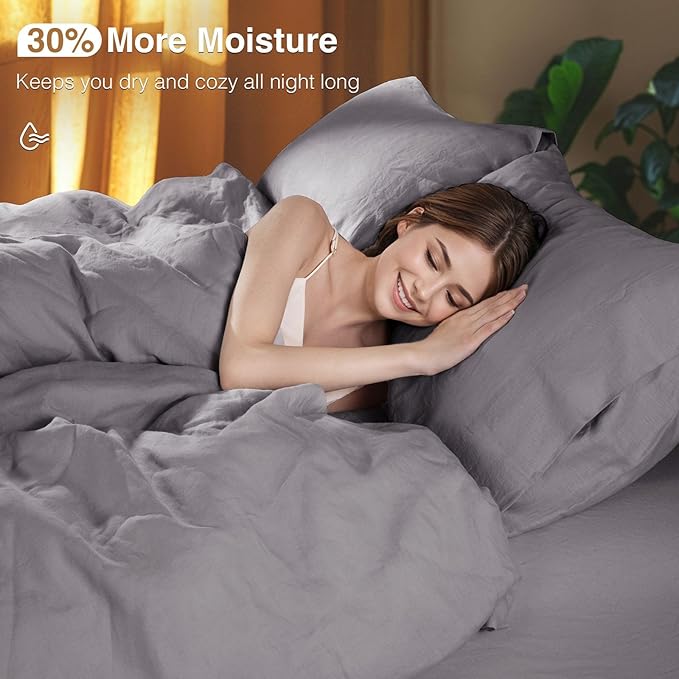 SONORO KATE 100% French Linen Duvet Cover Queen Size, Soft Breathable - Image 3