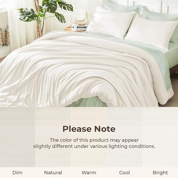 Litanika Comforters Ivory Oversized King Size, 3 Pieces Lightweight Solid - Image 8