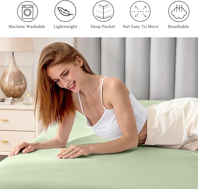 FreshCulture Pure Cotton Fitted Sheets Queen Size, 300 Thread Count Percale - Image 5