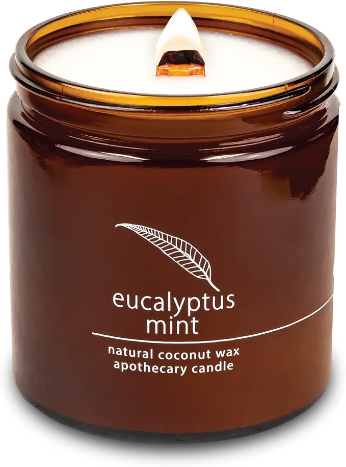 Hemlock Park Eucalyptus Mint Apothecary Hand-Poured Scented Candle | Crackling by HemlockPark