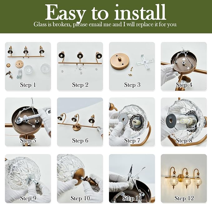 Piepooye Vintage Bathroom Lights Fixtures Gold Vanity Light - Image 6