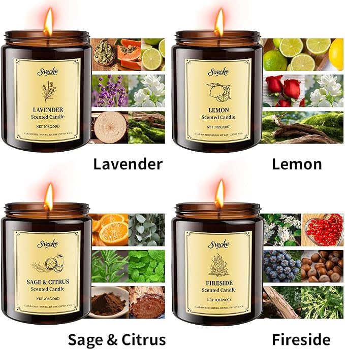 4 Pack 28oz Scented Candles, Soy Wax Jar Candles, Sage & Citrus, Scented Candles - Image 3
