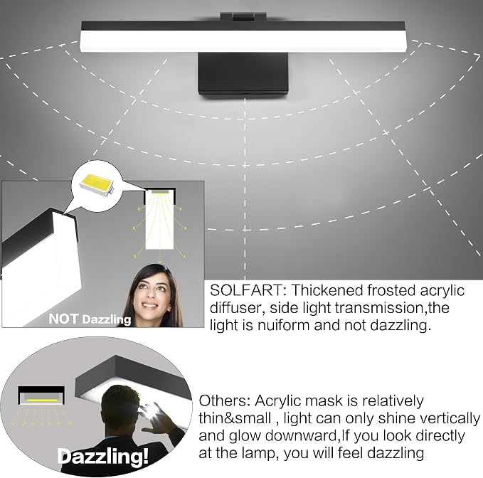 SOLFART 18 Inch Vanity Lights for Bath Dimmable Bathroom Lights Over Mirror - Image 6