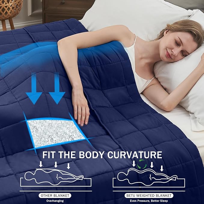 Navy Blue Weighted Blanket for Adults 20lbs, King Size Cooling Heavy Throw - Image 2