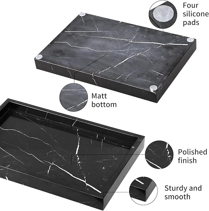 Marble Bathroom Vanity Tray, Natural Luxury Vanity Home Kitchen Bathroom Table - Image 3