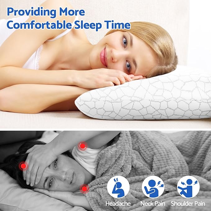 CushZone Memory Foam Pillows for Sleeping, Bed Pillow - Image 5