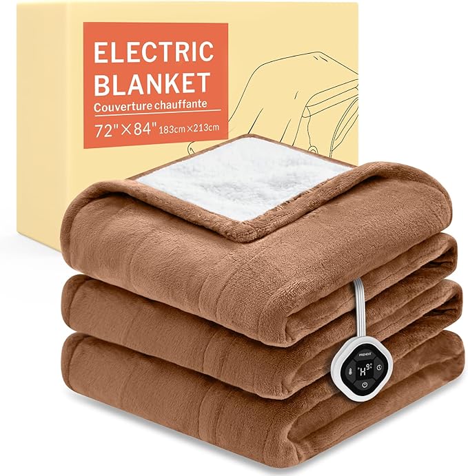 HOMLYNS LuxeHeat Heated Blanket Electric Blanket Full Size, Soft Flannel Sherpa by HOMLYNS