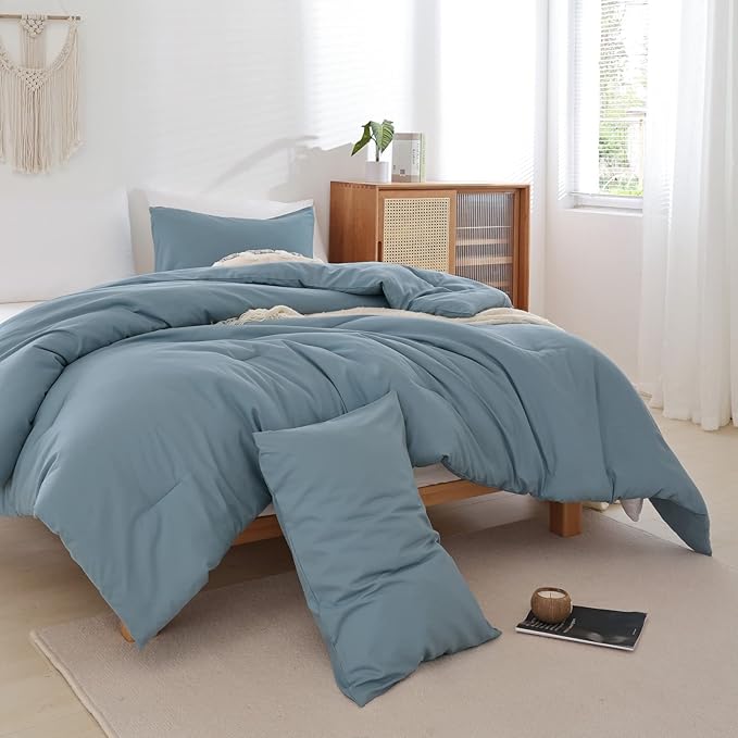 ROSGONIA California King Comforter Set Dusty Blue, All Season Bedding Bedspread - Image 5