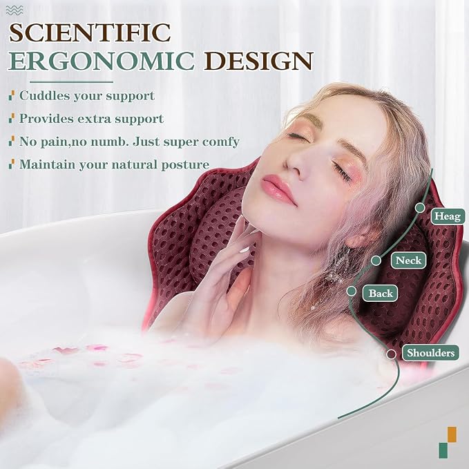 Bath Pillow RUVINCE Ergonomic Luxury Bathtub Pillow - Image 2