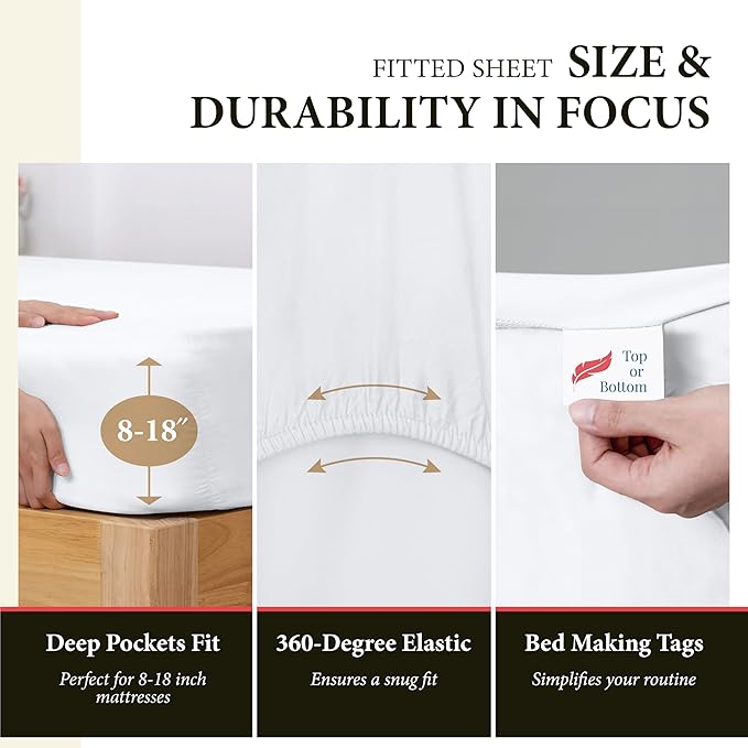 100% Egyptian Cotton Twin Bed Sheets Set - Image 4