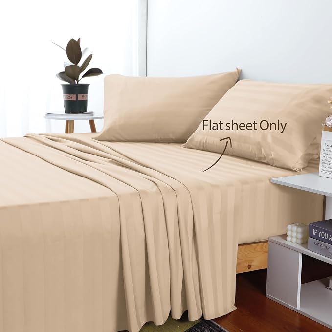 Cotton Queen Flat Sheet Only, 600 Thread Count 100% Egyptian Cotton Top Sheet - Image 2