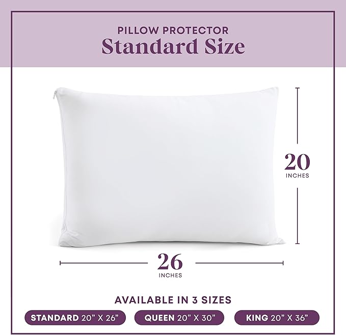 CirclesHome Standard Zippered Pillow Protectors | 100% Cotton Breathable Pillow - Image 6