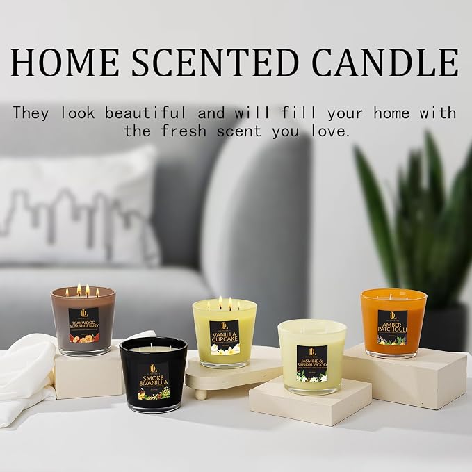 Smoke & Vanilla Scented Candle, Large 30oz Natural Soy Candles, 4-Wick 80 Hour - Image 7