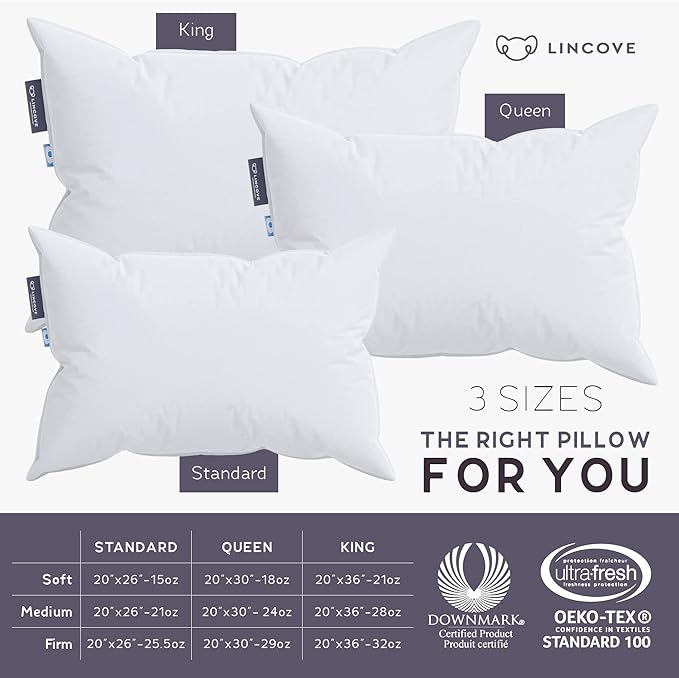 Lincove Cloud Natural Canadian Down Pillow, 500 Thread Count Cotton Shell - Image 5