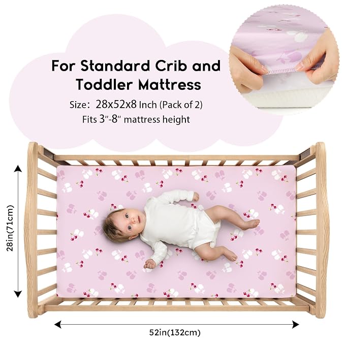Yoofoss Baby Crib Sheets for Boys Girls, Fitted Crib Sheet 2 Pack for Standard - Image 2