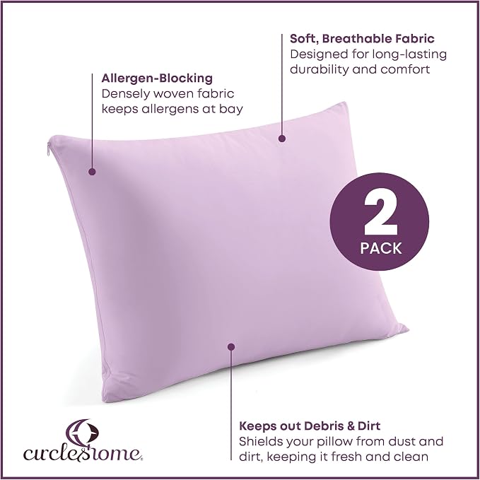 CirclesHome Pillow Protectors 2 Pack Queen Zippered - Image 2