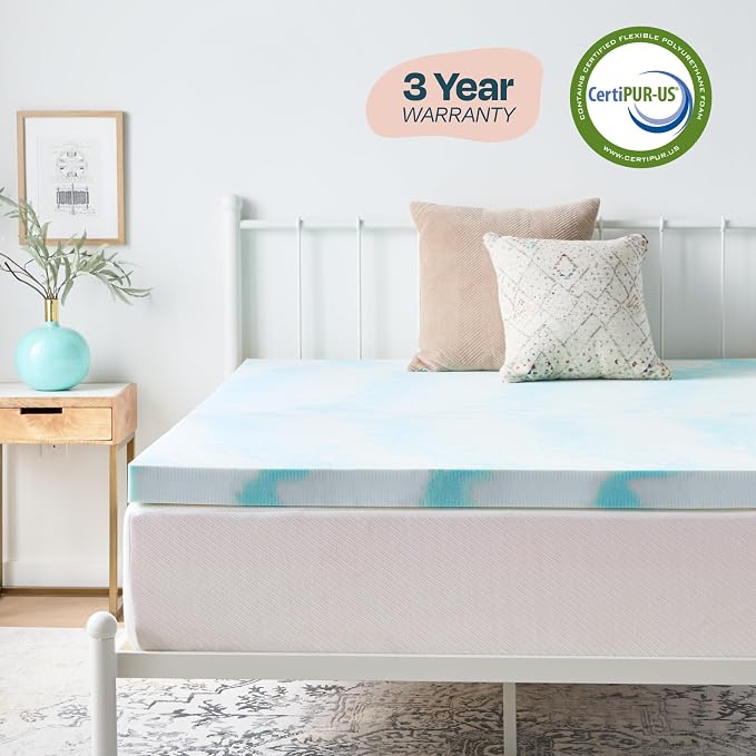 Linenspa 3 Inch Swirl Gel Memory Foam Mattress Topper, Queen Size – Cooling Gel - Image 5