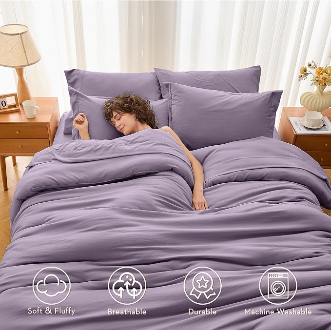 MUXHOMO 7 Pieces Full Comforter Set, Soft Bed in a Bag Full Size, All Season - Image 2