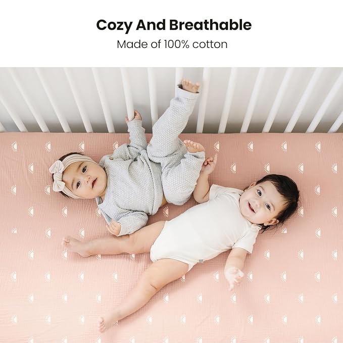 Konssy Muslin Crib Sheets for Girl Boy - Image 2