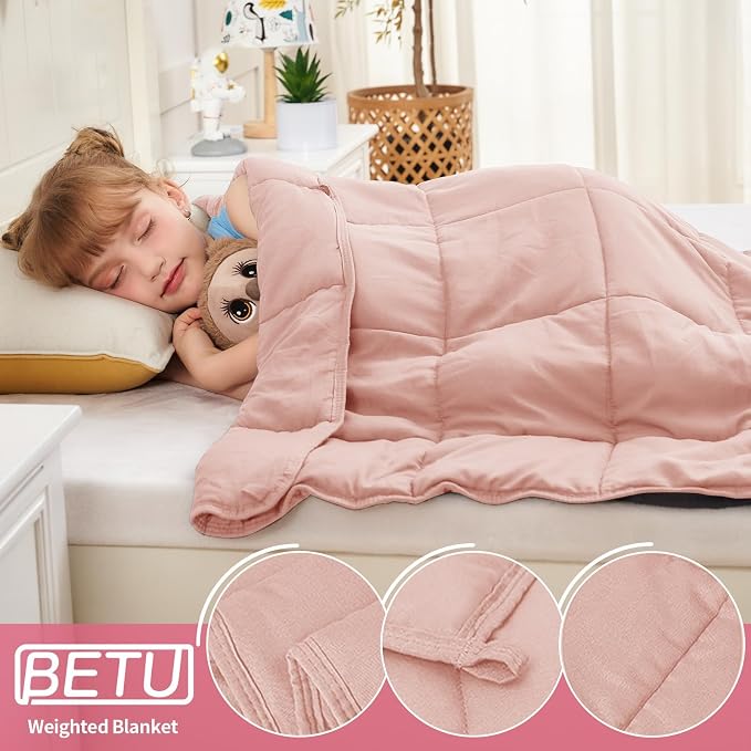 Pink Weighted Blanket Kids 10lbs, Twin Size Cooling Heavy Throw Blanket - Image 5