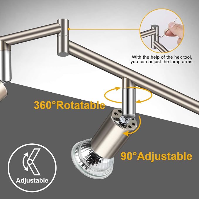Ascher 6-Light LED Track Lighting Kit, Flexibly Rotatable Light Heads, 6 Way - Image 2