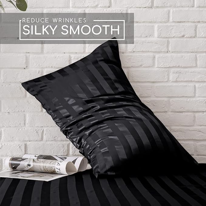 MR&HM Satin Bed Sheets, Full Size Sheets Set - Image 4