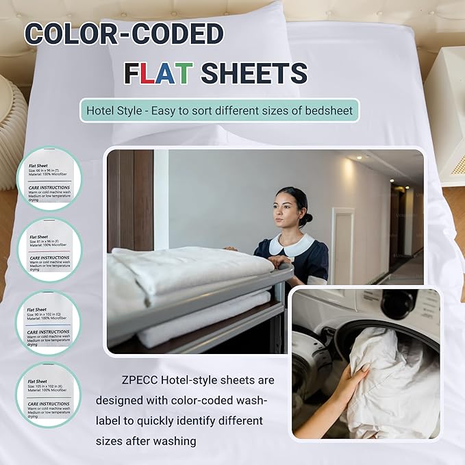 ZPECC King Flat Sheet Only 6 Pack, Durable Lavender Top Bed Sheets - Image 3