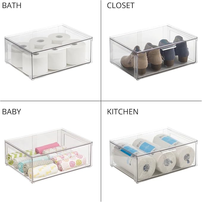 mDesign Plastic Stackable Bathroom Storage Organizer Bin Containers - Image 7