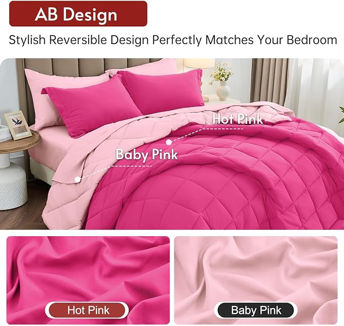 MUXHOMO 7 Pieces Queen Comforter Set, Reversible Bed in a Bag Queen Size - Image 3