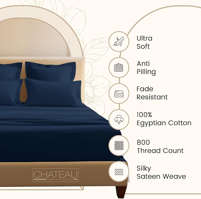 100% Egyptian Cotton Sheets For California King Size Bed, 800TC Sateen Weave - Image 6