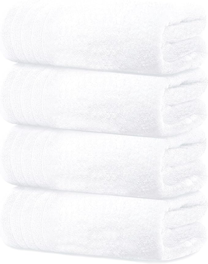 Tens Towels Pack of 4 Extra Large Bath Towels 30 x 60 Inches, 100% Cotton by TensTowels