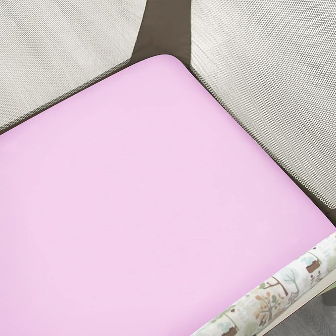 Pack and Play Sheets Girl, 2 Pack Mini Crib Sheets, Stretchy Playard Fitted - Image 3