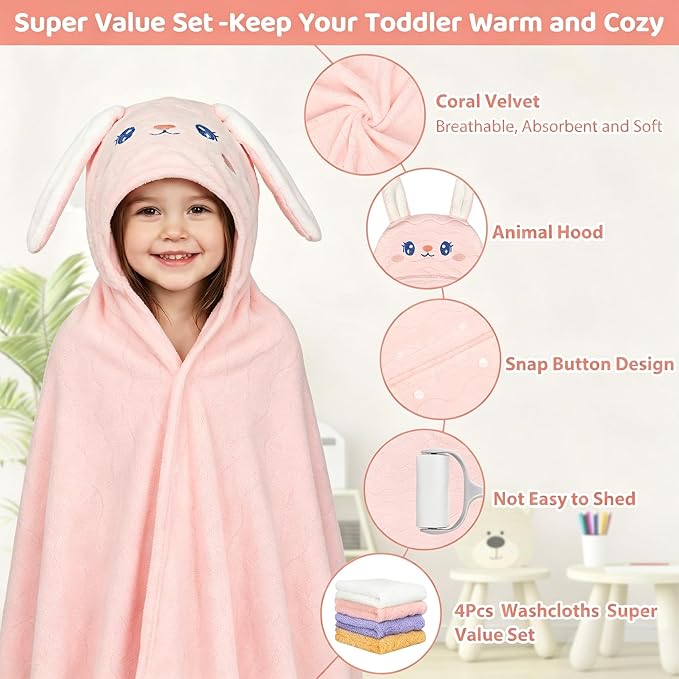 6 PCS Toddler Bath Towel Set for Boy Girl 0-5 Year, Ultra Soft Gifts for Infant - Image 4