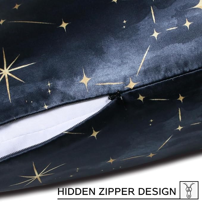 MANSPHIL 2 Pack Silk Pillowcase Queen Black Stars Pattern, 6A Grade 22 Momme - Image 4