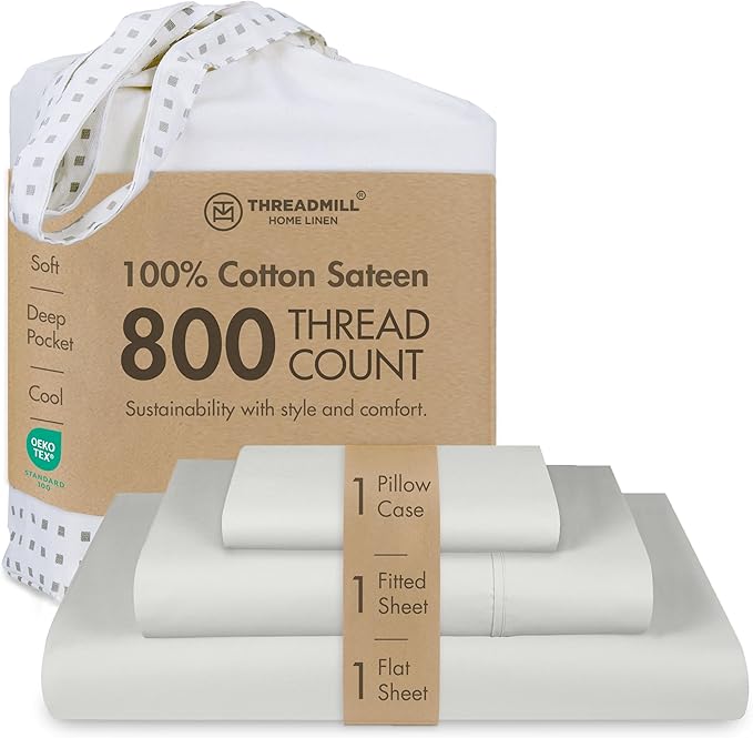 Threadmill Luxury 800 Thread Count Twin 100% Cotton Sheets by ThreadmillHomeLinen