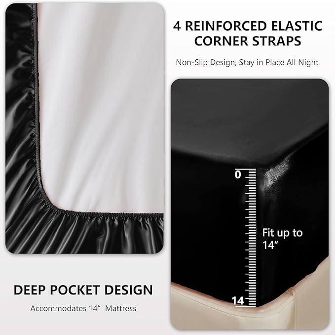 CozyLux Satin Sheets Queen Size Bed Set - Image 4