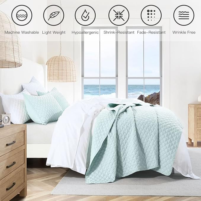 HORIMOTE HOME Quilt Twin Size Aqua Blue, Lightweight Quilt - Image 4