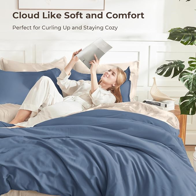 Litanika Haze Blue Twin/Twin XL Comforter Set, 2 Pieces Lightweight Solid - Image 2
