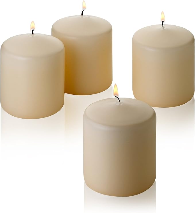 French Vanilla Pillar Scented Candles 3" Tall X 3" Wide Set of 4 by LightInTheDark