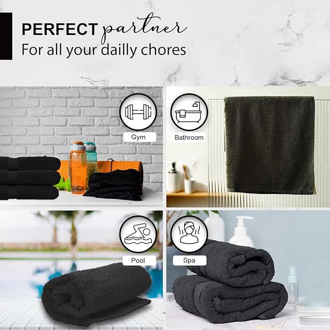 KAHAF COLLECTION 100% Cotton Bath Towels, 24x48 Pack of 6 Towels, Quick Dry - Image 5