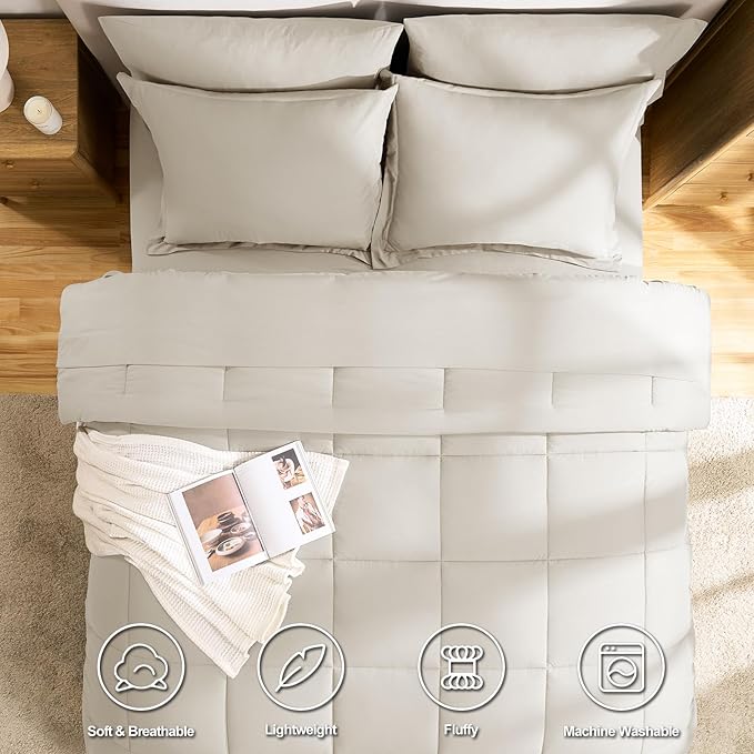 CozyLux Twin XL Comforter Set Beige - Image 2