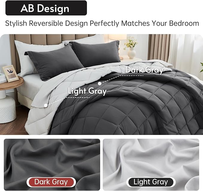 MUXHOMO 7 Pieces King Comforter Set, Reversible Bed in a Bag King Size - Image 3