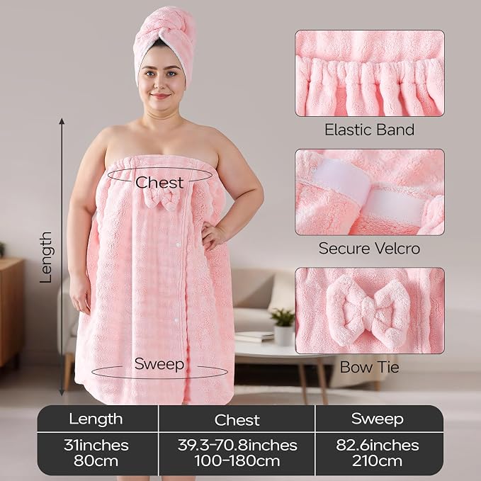 REDKISS Pink Plus Size Towel Wrap - Image 3